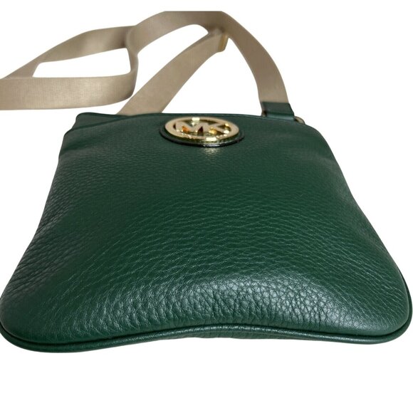 Michael Kors Fulron Green Crossbody Bag With Gold Logo & Beige Strap - Picture 5 of 8